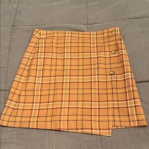 LOFT Mustard w/red and black lines Plaid Mini Skirt